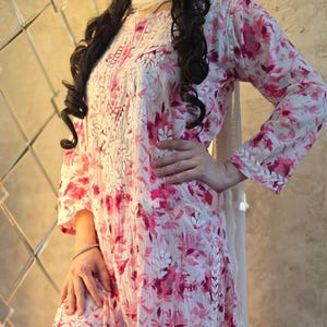 Handmade Chikankari Mulmul Printed Kurti Palazzo Set Ethnic Wear Lucknow Chikankari Salwar Kameez / Chikankari Dress/ Ethnic Wear Dress set
