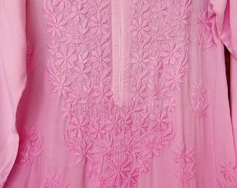 Women Handmade Chikankari Modal Cotton Kurta Palazzo Set Ethnic Wear Lucknowi Chikan Salwar Kameez Dress/ Chikankari Kurta/ Straight Kurta