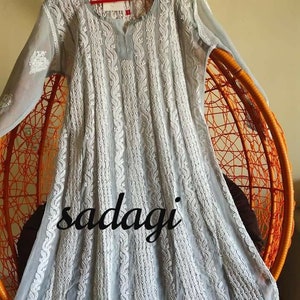 Eid Special Lucknawi Chikankari indian Anarkali Kurti frock dress with huge flair. Bollywood dress. Indian kurti EXPRESS SHIPPING