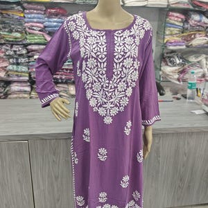 Women Handmade Chikankari Rayon Kurta Palazzo Set Ethnic Wear Lucknowi Chikan Salwar Kameez Dress/ Chikankari Kurti/ Chikan Dress set