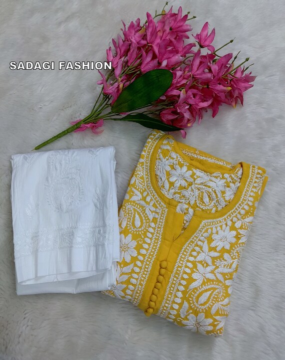 Chikan anarkali kurta hot sale