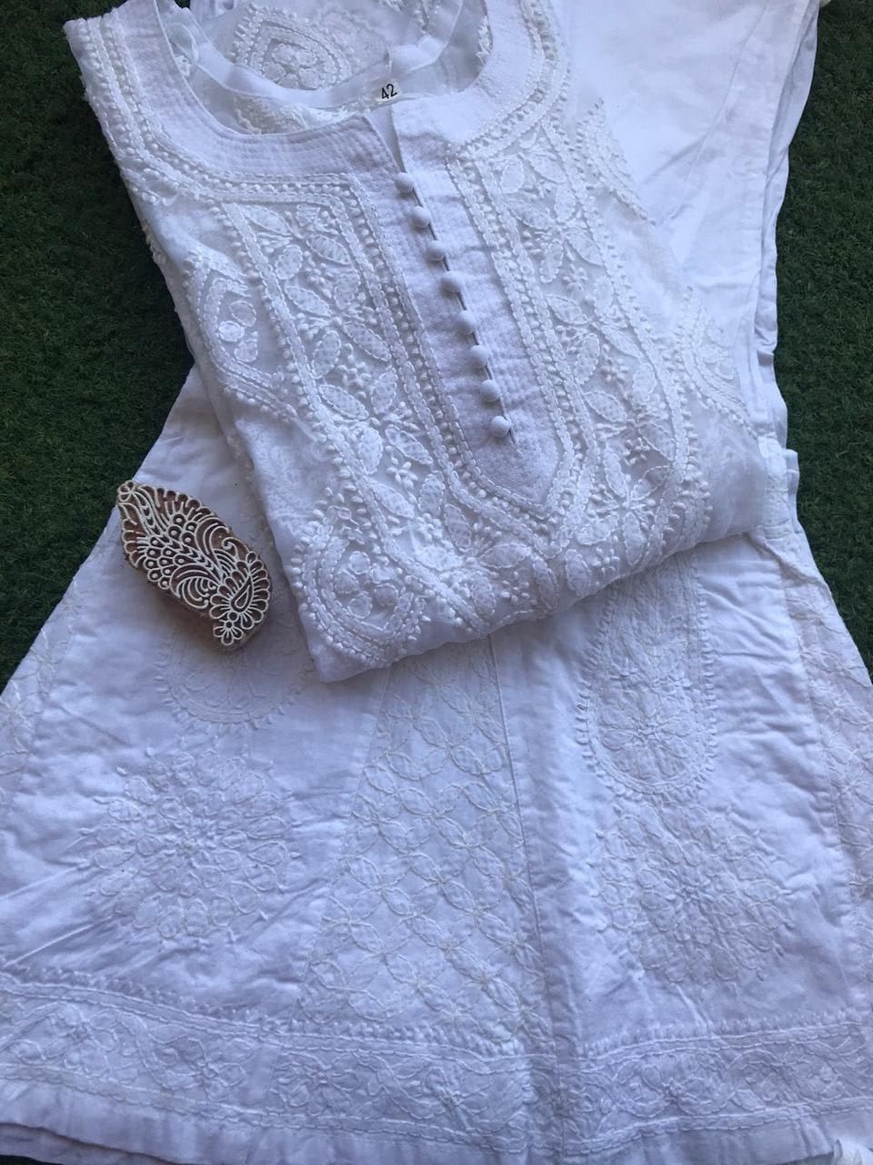 FREE INNER Women Handmade Georgette Kurta Sharara Set Ethnic Casual Wear Chikan Kurti Sharara Hand Embroided Authentic Kurta Kurti Top