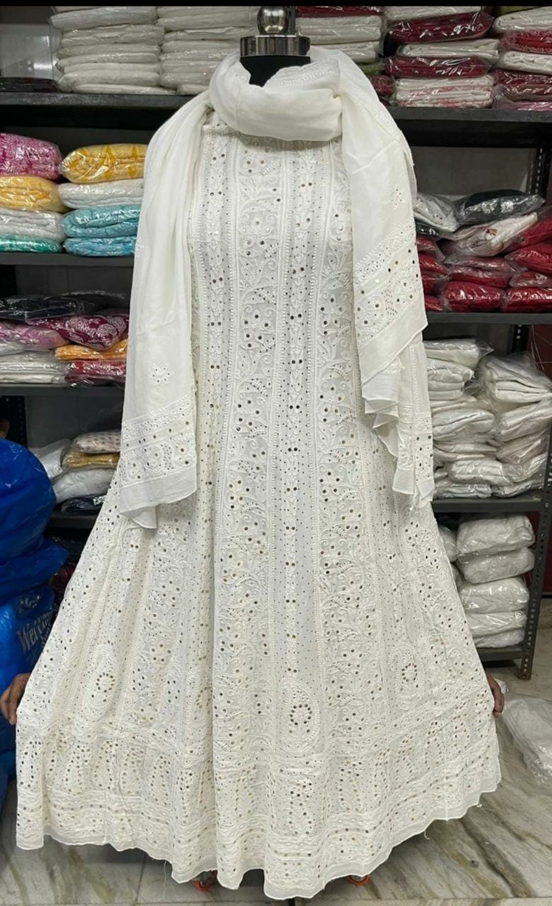 Indian Chikankari Pure Georgette Anarkali Kurta With Mukaish - Etsy