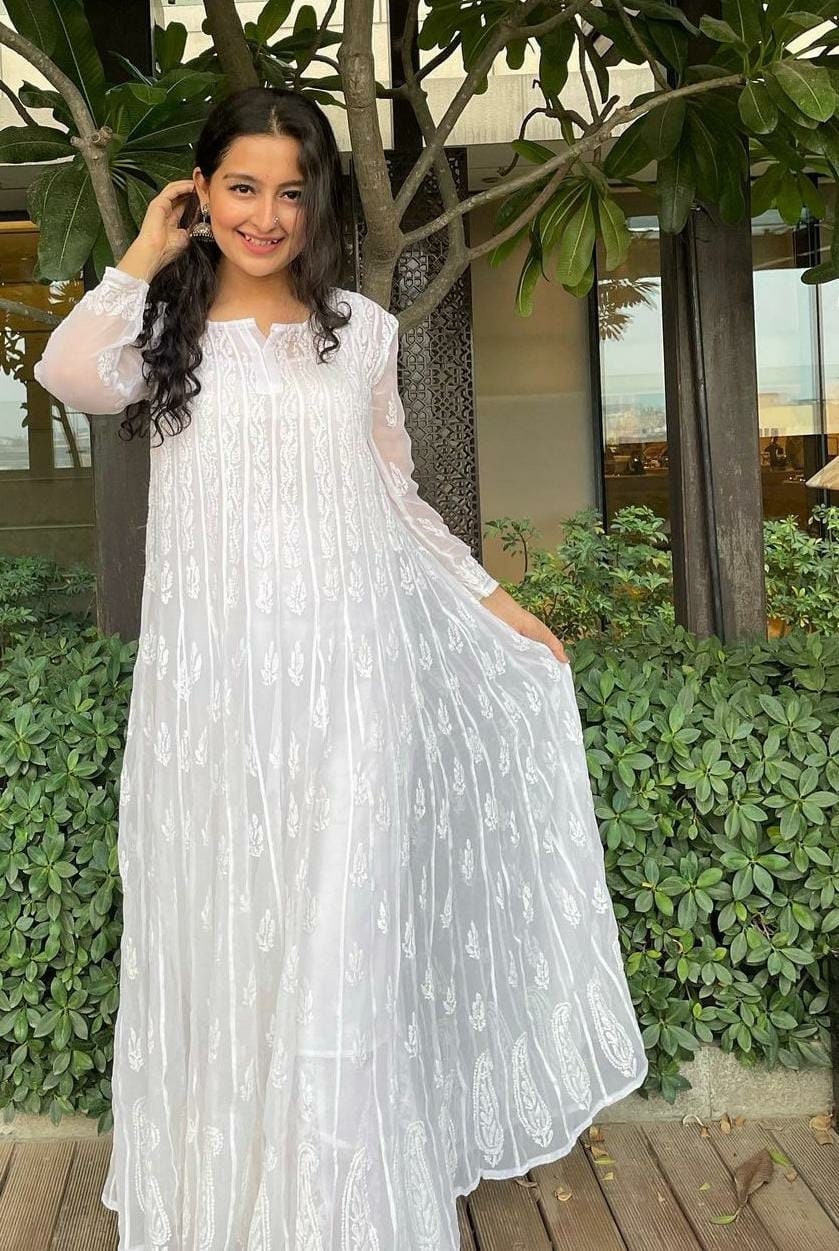 A very subtle Chikankari Anarkali to make you look all gorgeous | Womens  trendy dresses, Traditional dresses designs, Designer party wear dresses