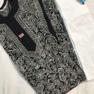 FREE INNER Conjunto de pantalón kurta georgette hecho a mano para mujer, ropa étnica, conjunto de vestido Lucknawi Chikankari Kurti Salwar Kameez/conjunto Chikenkari