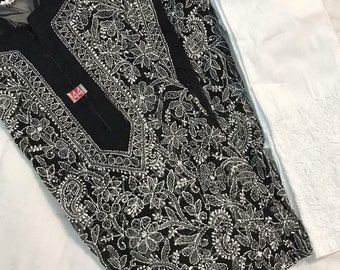 FREE INNER Women Handmade Georgette Kurta Pant Set Ethnic Wear Lucknawi Chikankari Kurti Salwar Kameez Dress Set/ Chikenkari Set