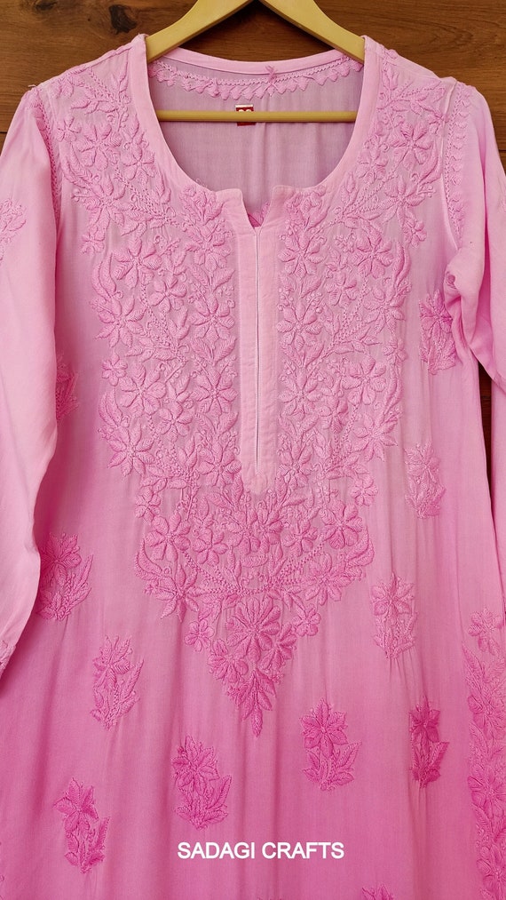 Buy Lucknowi Chikankari Kurta Set Reyon Cotton Top With Beautiful
