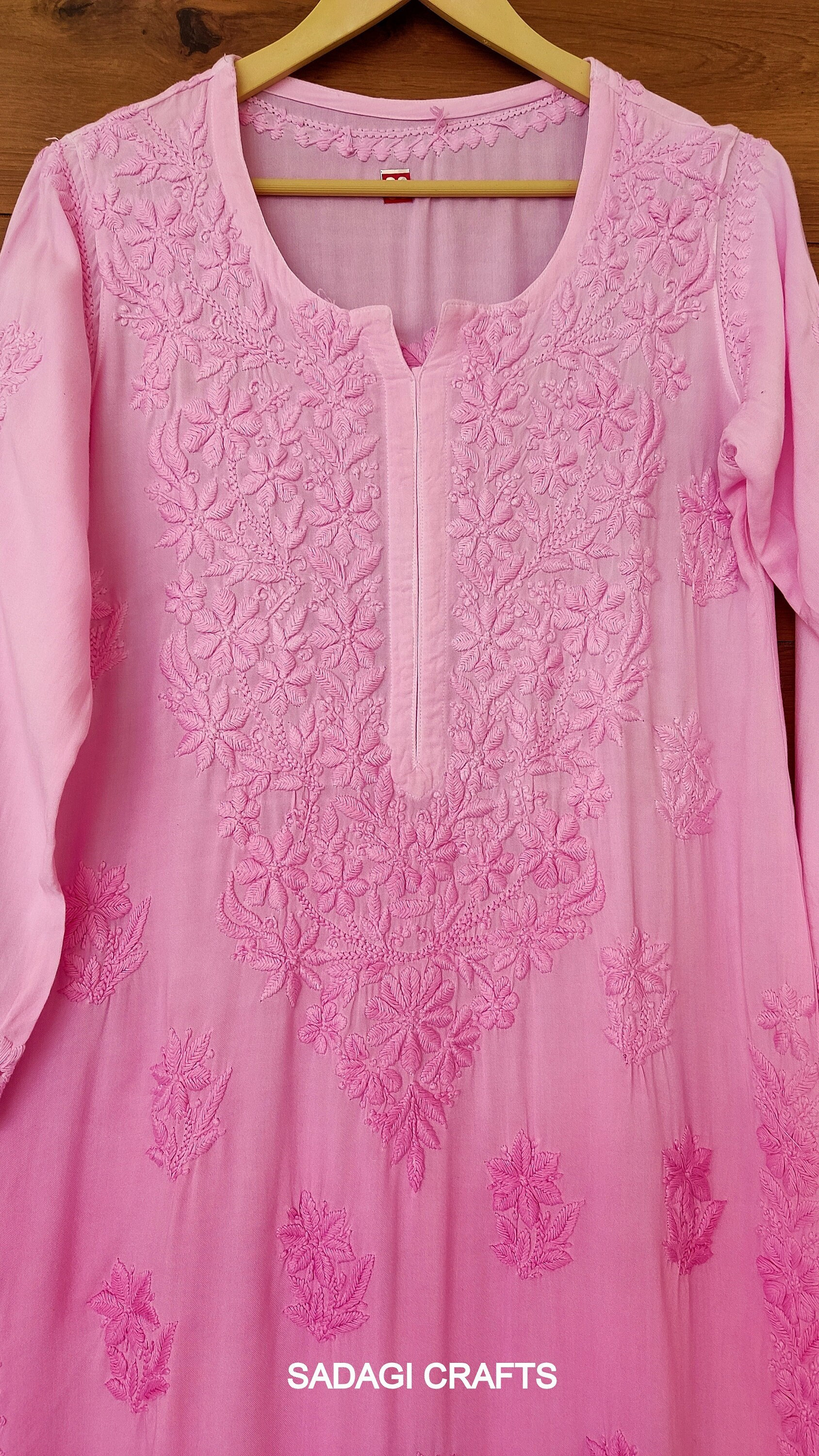 TFGO Haut Kurta Chikankari droit en coton avec boutons pour