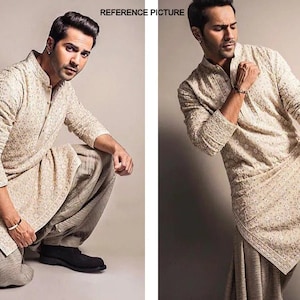 Lucknowi Chikankari Mens Cotton Hacoba Kurta Pajama Set Ethnic Wear Mens Traditional Wear Set