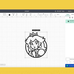 Princess Peach Outline SVG: Super Mario Cricut Cut File (Digital Download)