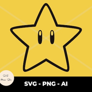 Contour noir Super Star svg, Super Mario Star Design, téléchargement numérique
