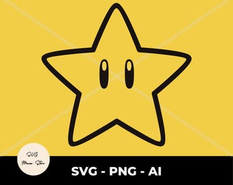 Super Mario Star SVG Outline: Black Star Design (Digital Download)