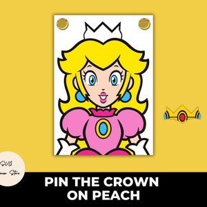 Pin the Crown on Princess Peach: Birthday Party Game (PDF)