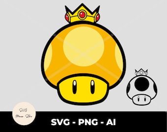 王冠をつけた黄金キノコ SVG: スーパーマリオ カットファイル
