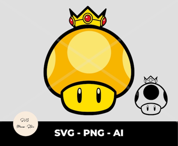 王冠をつけた黄金キノコ SVG: スーパーマリオ カットファイル