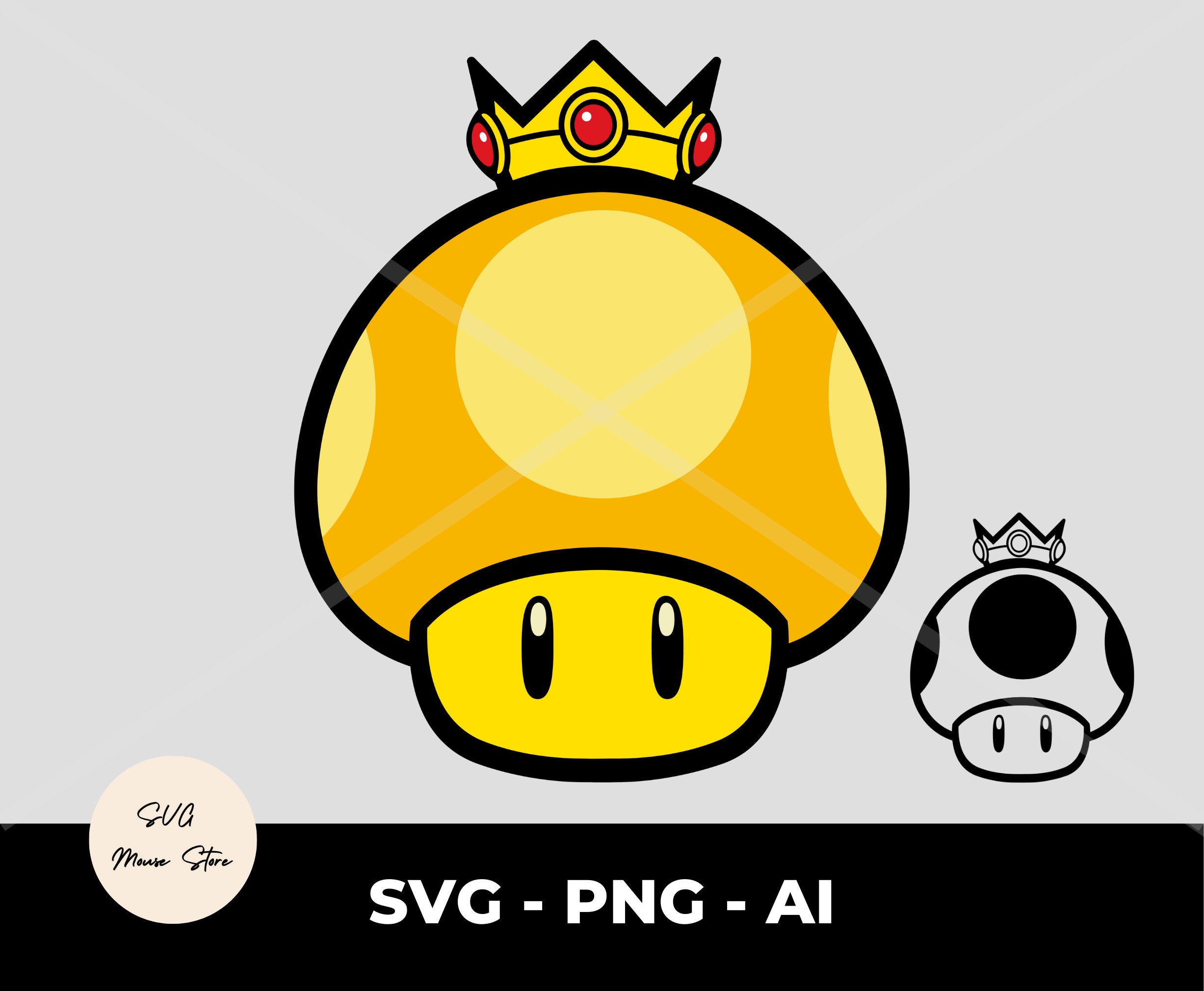 王冠をつけた黄金キノコ SVG: スーパーマリオ カットファイル