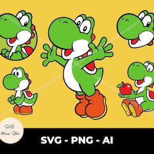 Yoshi Bundle SVG, 5 Super Mario character svg files, Digital Download, Cricut Cut file, Instant Download