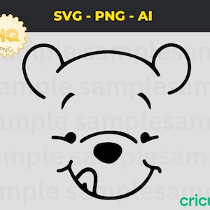 Cara de oso digital svg, Winni The Pooh svg, silueta, viaje familiar svg
