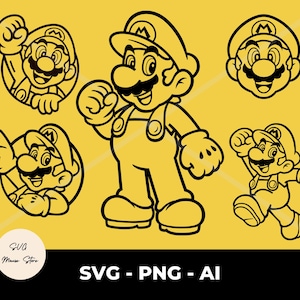 Super Mario Outline SVG Pack: Cricut Cut Files (Digital Download)
