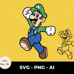 Luigi, Super Mario Brothers svg, Cricut, Sublimations-T-Shirt, Layered Cut-Datei, digitaler Download, Super Mario SVG