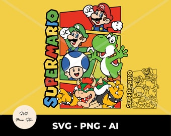 Super Mario Bros. SVG: Cricut Cut File, Mario, Luigi, Yoshi (Digital Download)
