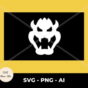 Bandera negra icónica de Bowser SVG PNG, descarga digital, Super Mario SVG para archivo de corte Cricut