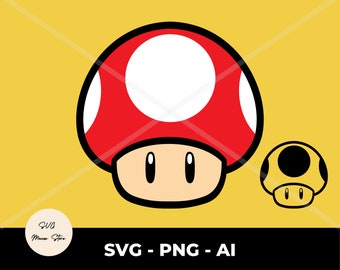 マリオキノコSVG：スーパーマリオPNG、クリカットシルエットカット