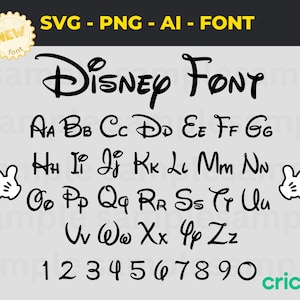 Leuke tekenfilmlettertypetekst | Muisalfabet | Digitale afbeeldingen SVG-bestand knippen PNG | Cricut snijbestanden shirt & verjaardag SVG | Aanpasbare letters