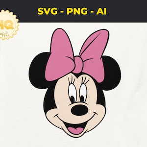 Minni Mouse hoofd SVG, gelaagde SVG, gezicht vectoroverzicht, gesneden bestanden voor Cricut en Silhouette, digitale download png, familie-uitje svg