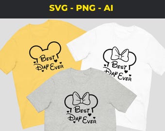 Digital Best Day Ever SVG, Birthday Gift, Customizable Mouse face design for T-shirts, Instant Download