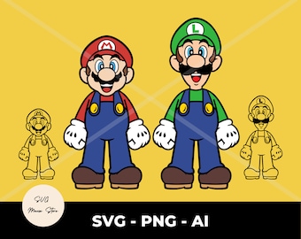 Super Mario SVG, Luigi SVG: Layered Vector Cut File (Digital Download)