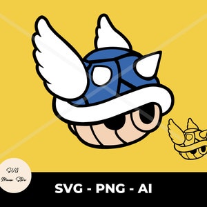 Concha svg, concha de Koopa azul de Super Mario Kart. Descarga digital