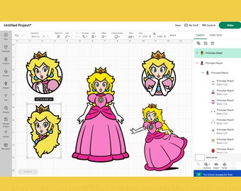 Paquete SVG de la Princesa Peach: Gráficos de Super Mario (Descarga digital)