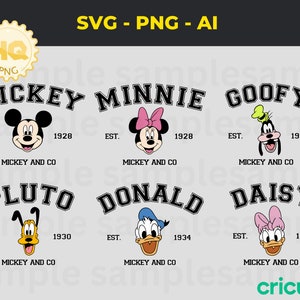 Digitales Mickey-y und Friends Heads svg Pack, 6 Disney-Themen-Svg, Gesicht svg, Familienreise svg, Magic Kingdom png, Instant Download