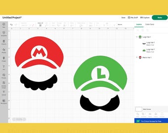 Super Mario & Luigi Hat SVG Bundle: Cricut Cut Files (Digital Download)
