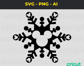 MickeyMouse Snowflake Christmas SVG | Disney Holiday SVG PNG | Disneyland World Cut Files | Cricut Silhouette Clipart | Digital Download