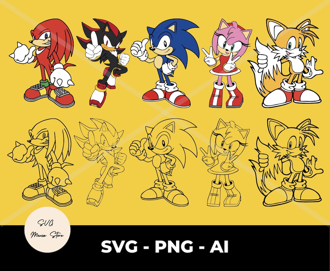 Sonic the Hedgehog SVG Pack: Shadow, Knuckles, Amy & Tails Cut Files ...