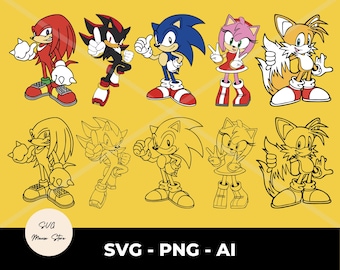 Sonic the Hedgehog SVG Pack: Shadow, Knuckles, Amy & Tails Cut Files (Digital Download)