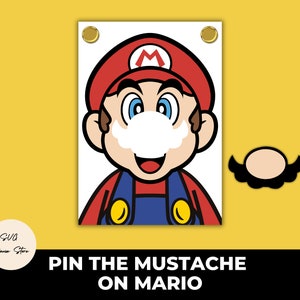 Pin den Schnurrbart an Mario - Party Spiel für Kinder zum selber Ausdrucken - Geburtstagsspaß - PDF - Instant Download
