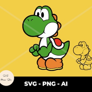Digital Yoshi svg, Mario cut file, Super Mario svg files, png, Cricut Cut file, instant download