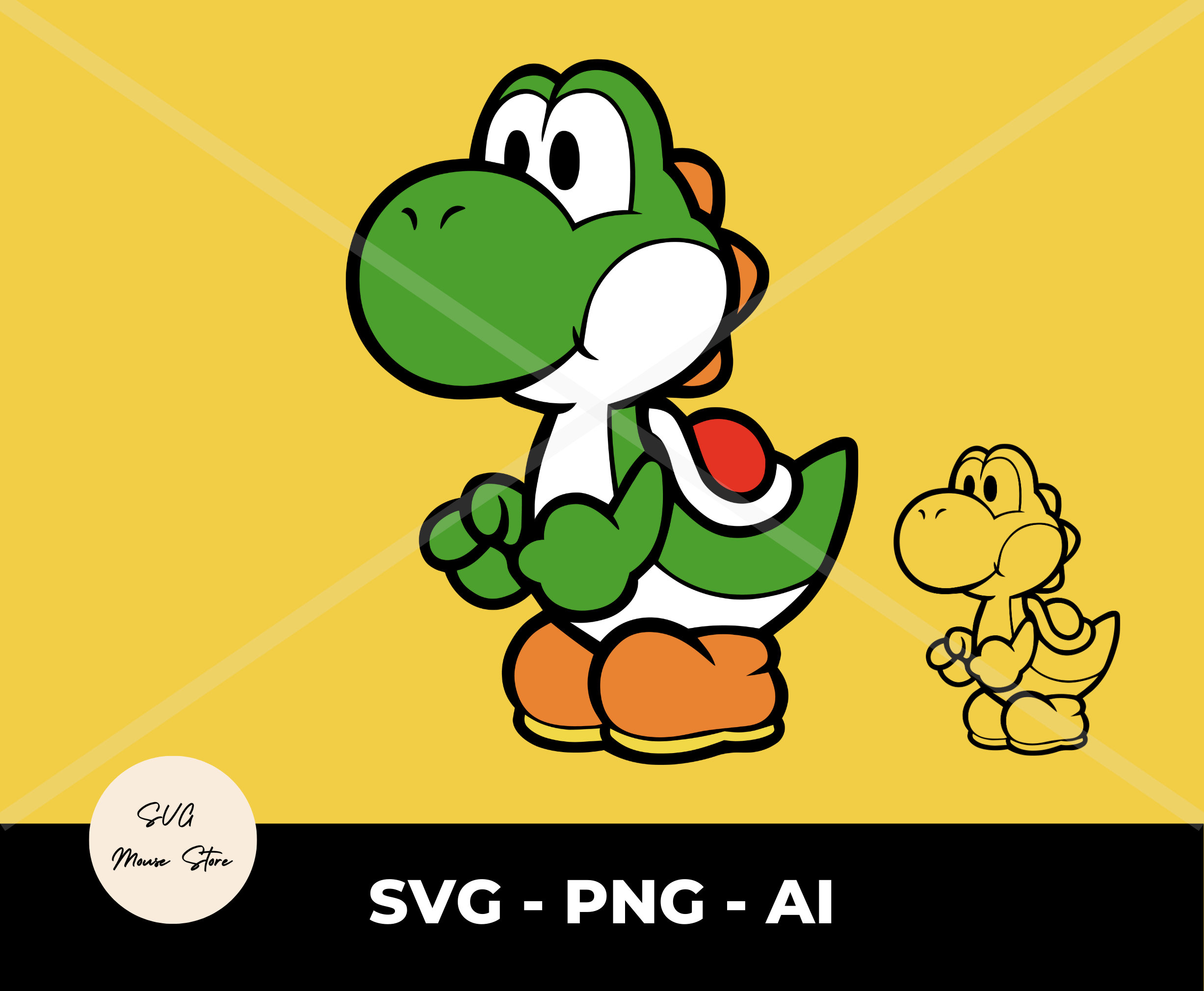 ヨッシー SVG: スーパーマリオ カットファイル (デジタルダウンロード