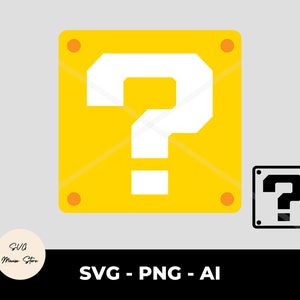 Fragezeichen-Block, Super Mario Gelbe Box Geschichtete svg Dateien, Digital Download, Für Cricut Cut Datei, Schneidemaschinen, Silhouette, png