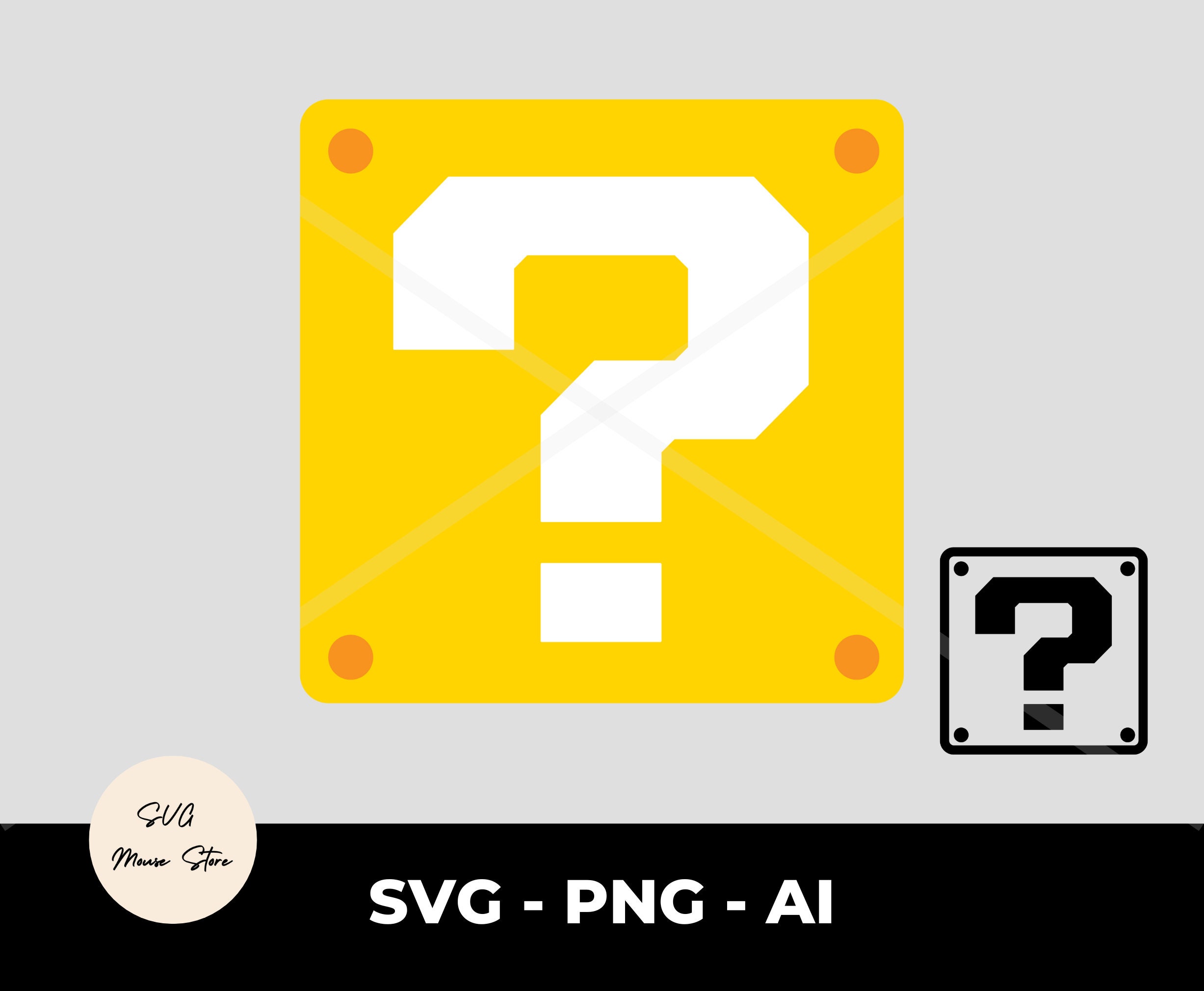 Question Mark Block, Super Mario Yellow Box Layered Svg