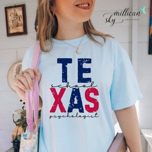 Red & Blue, Texas School Psychologist T Shirt, TX School Psych, Comfort Colors Tee Shirt, LSSP, School Psychology