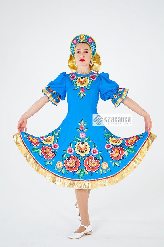 Russian Folk Dance Costume Gorodets Costume for the Show Etsy