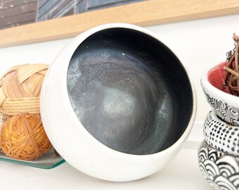 Minimalist Home Decor Ceramics  Bowl, Charcoal Gray and White, perfect for appetizers