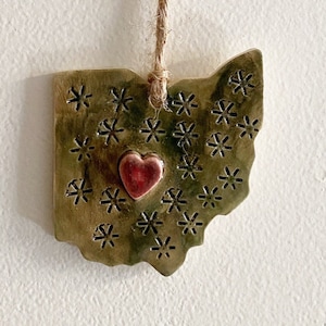Columbus, me encanta OHIO, Ohio adorno de Navidad hecho a mano, vintage look