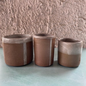 Set of 3 Small brown clay Vases Perfect for small Plants, Cactus, Coins, Imperfect designs, handmade