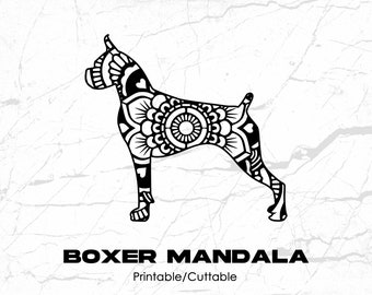 Boxer Mandala Printable/Cuttable - File Types .eps, .pdf, .jpg, .png, .svg .dfx
