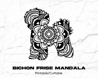 Bichon Frise Mandala Printable/Cuttable - File Types .eps, .pdf, .jpg, .png, .svg .dfx